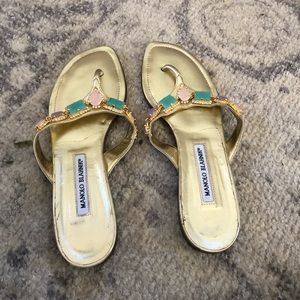 Manolo Gold jeweled thong